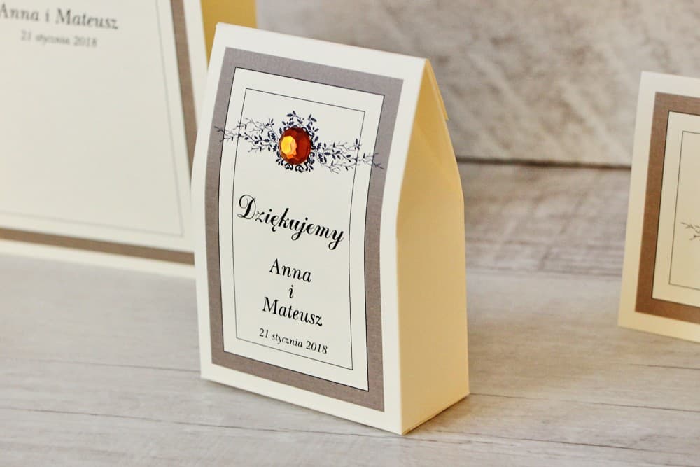 Pudełeczko z Koronką i Cyrkonią na Słodycze | Eleganckie Podziękowania dla Gości Weselnych | Z Koronką nr 4