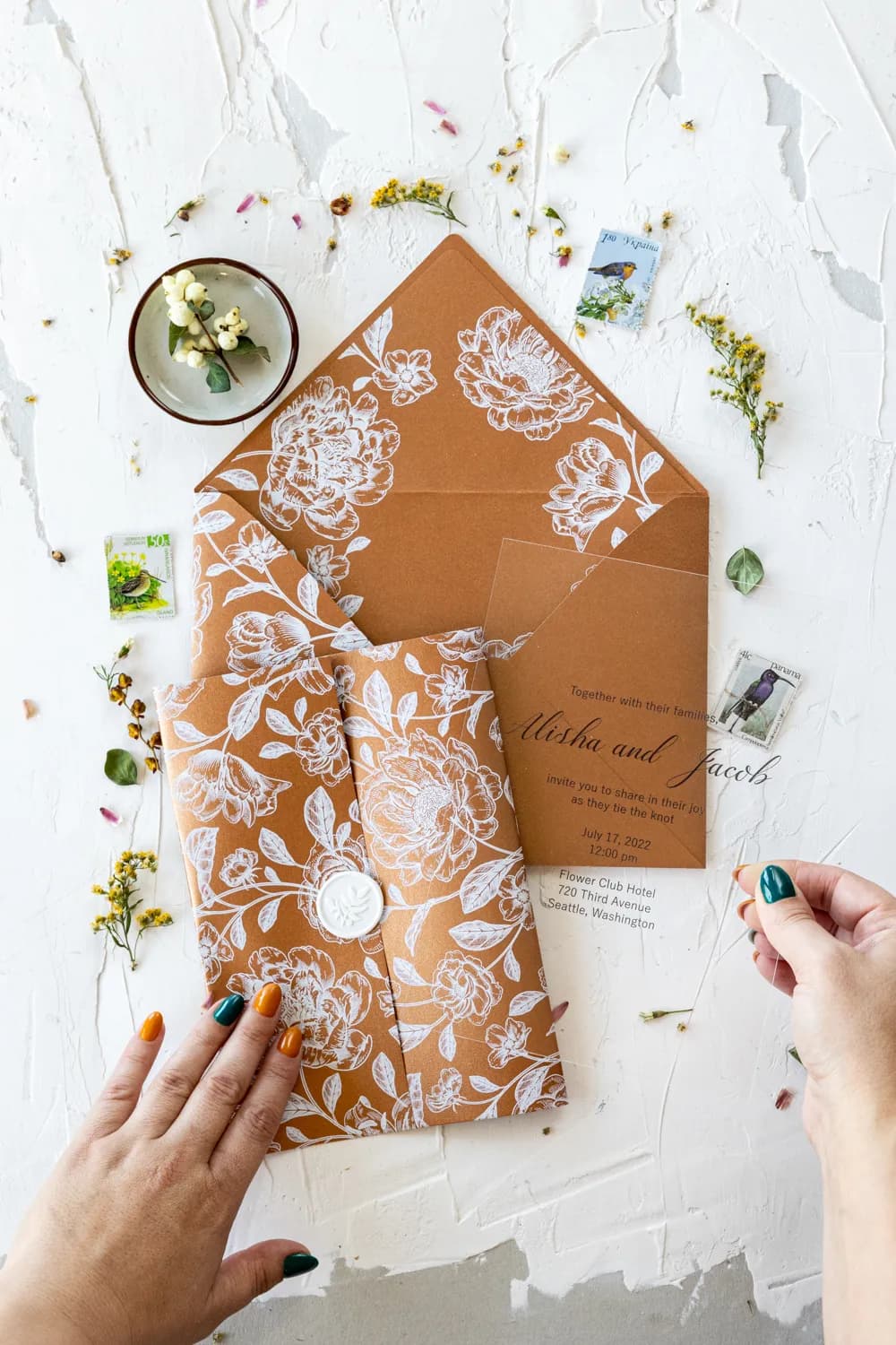 Zaproszenia Weselne na Szkle Vellum PR25 – Styl Glamour z Pieczęcią