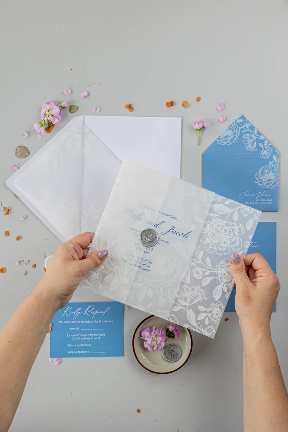 Zaproszenia na Wesele na Szkle PR27 – Styl Glamour z Białą Kalką - 2