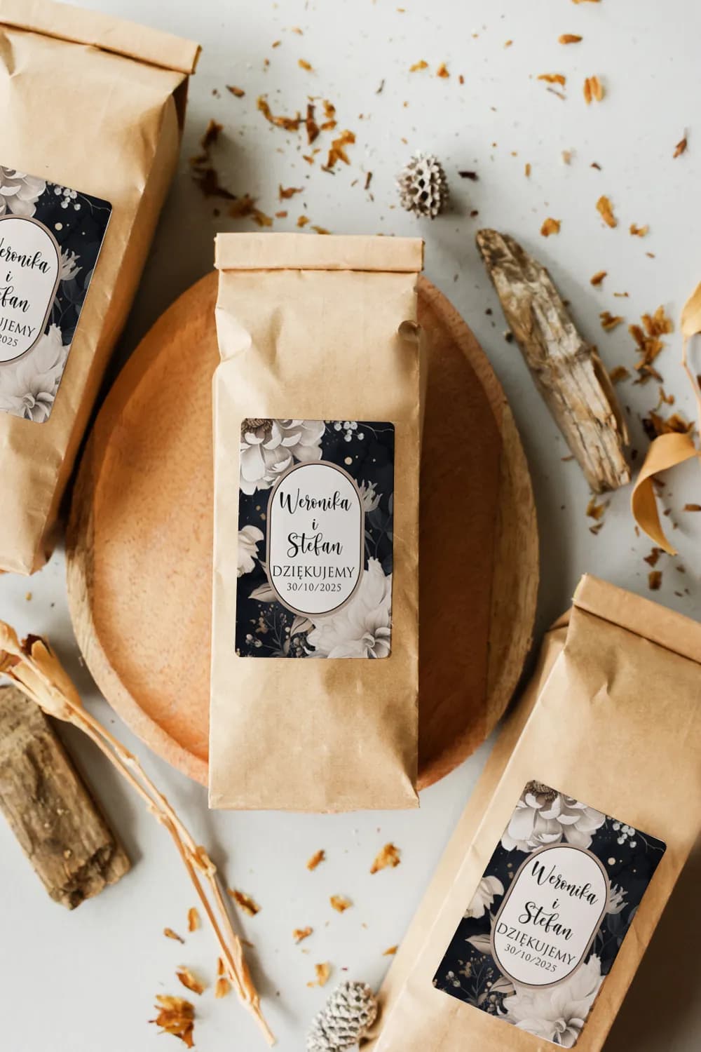 Personalizowana Herbata w Torebce Kraft | Podziękowania dla Gości Weselnych, Upominki Ślubne | Impresja nr 17
