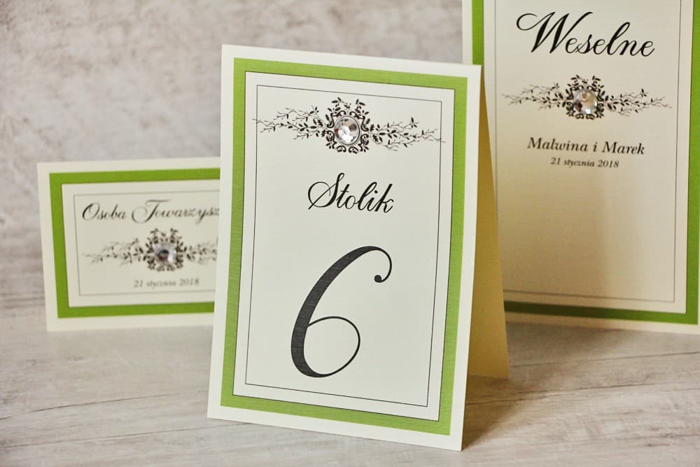 Eleganckie Numerki na Stół Weselny z Cyrkonią i Koronką, Oznaczenia Stołów | Numeracja Stołów Weselnych Glamour | Z Koronką nr 6