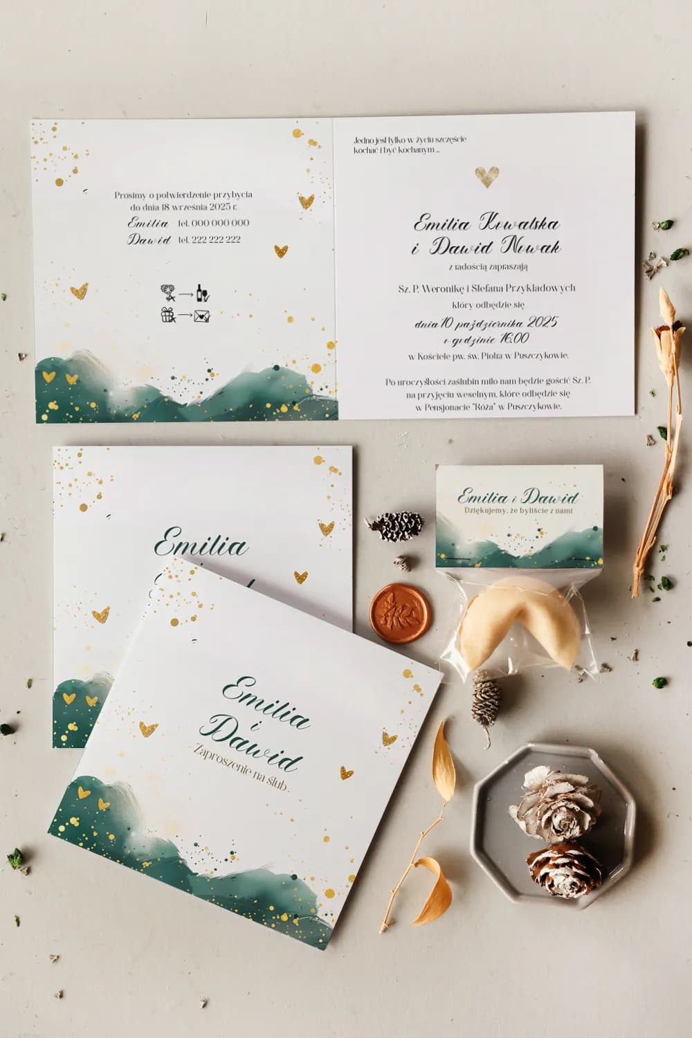 Zaproszenia na Wesele Cejla nr 13 – Akwarelowe Góry w Stylu Boho