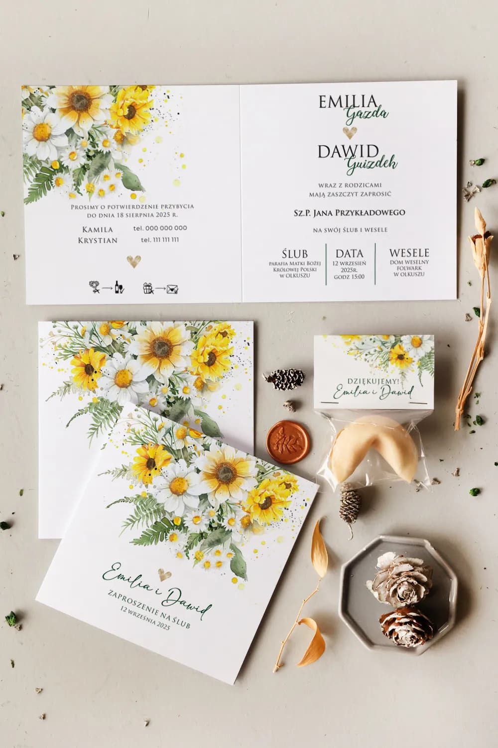 Zaproszenia na Wesele Cejla nr 19 – Rustykalny Styl ze Słonecznikami