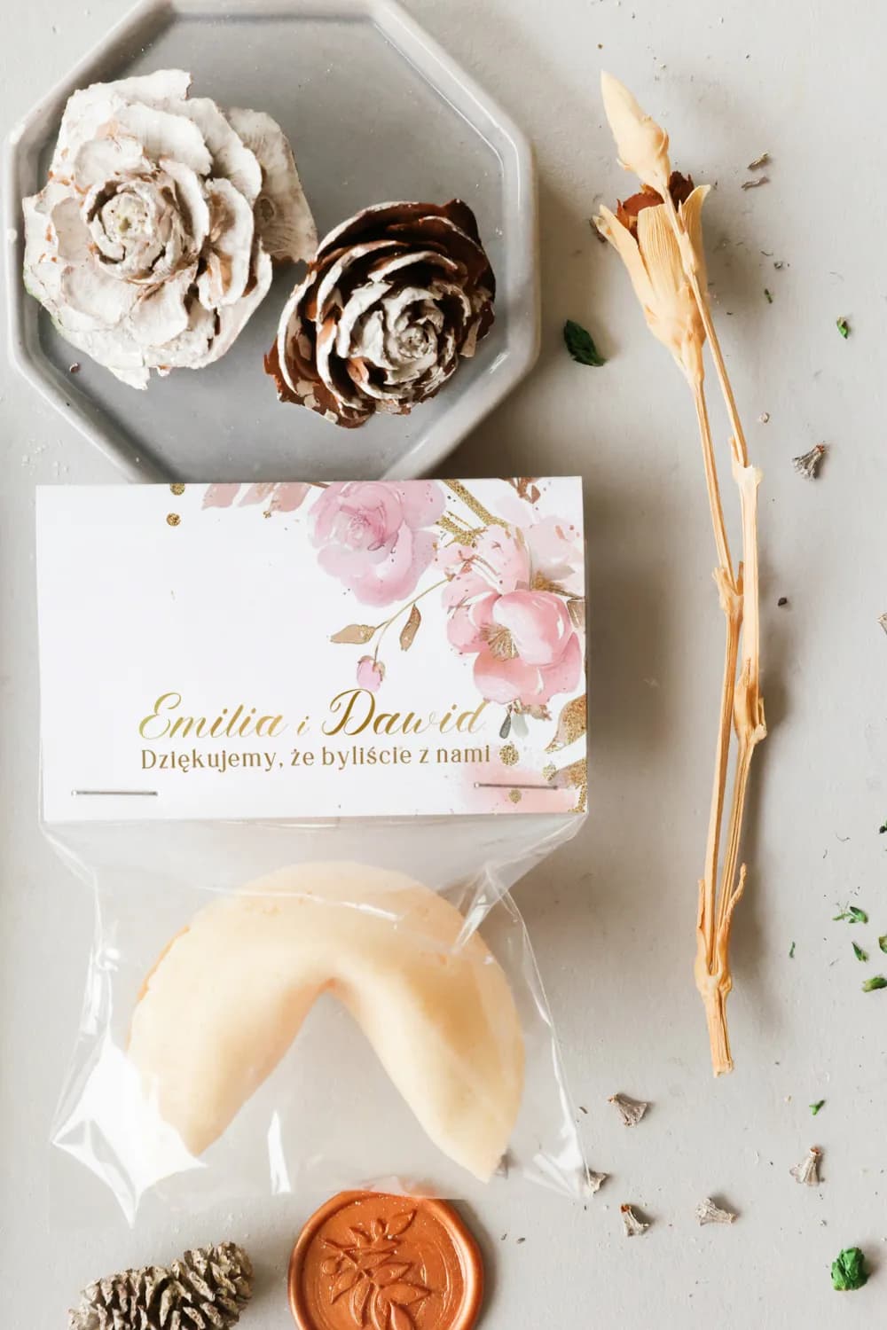 Różowe Ciasteczka z Wróżbą, Personalizowane | Słodkie Podziękowania dla Gości Weselnych | Cejla nr 9
