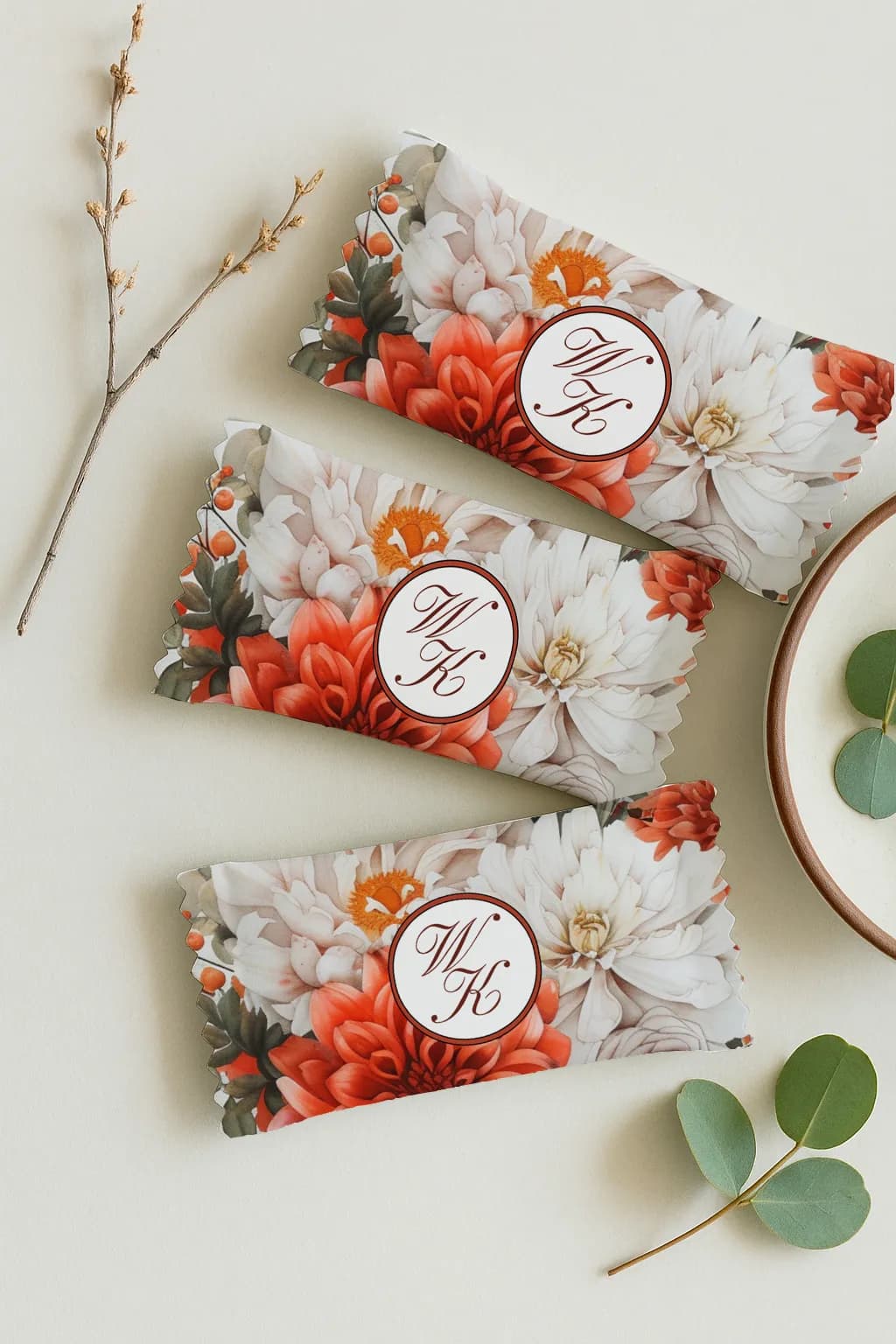 Personalizowane Krówki Jesienne Dalie Rude Boho | Podziękowania dla Gości Weselnych | Impresja nr 16