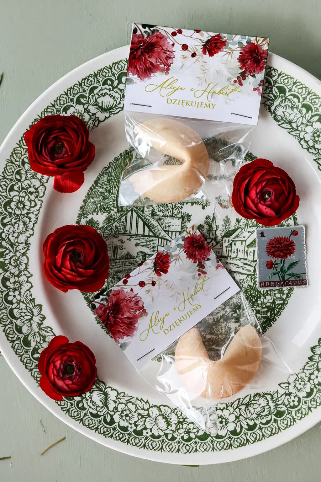 Ciasteczko z Wróżbą z personalizacją | Słodkie Podziękowania dla Gości Weselnych w kwiaty | Ruskus nr 1