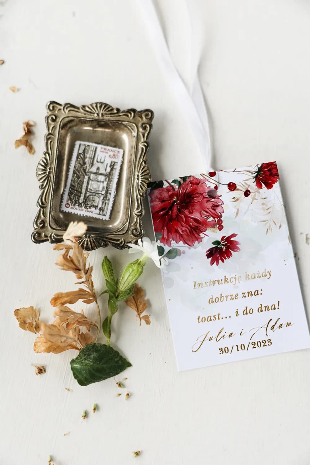 Złocone zawieszki na wódkę czerwone kwiaty – Ruskus nr 1