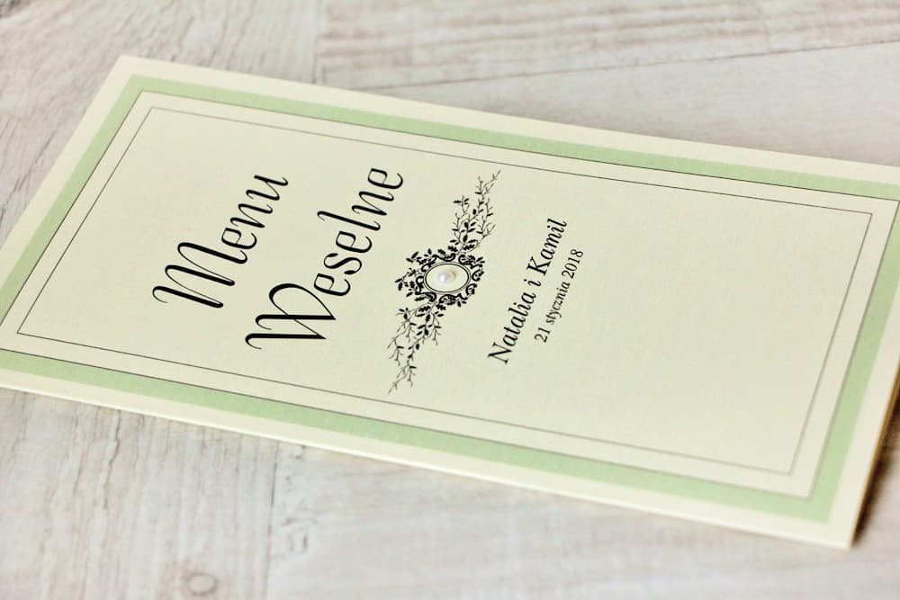 Eleganckie Menu Weselne z Koronką i Cyrkonią, Personalizowana Karta Dań na Papierze Lniany | Menu na Stół Weselny | Koronką nr 8