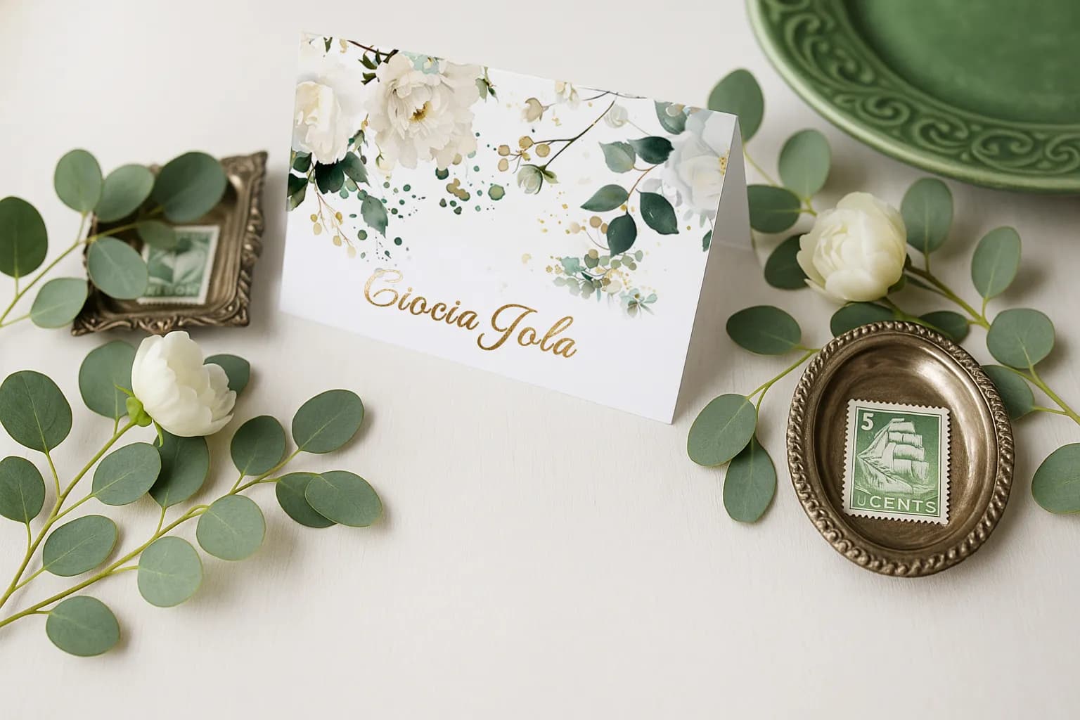 Winietki złocone z peonią i eukaliptusem – Ruskus nr 5