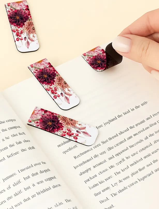 Personalizowana Zakładka do Książki z Dalią w Burgundzie | Wyjątkowy prezent dla gości, jesienny motyw kwiatowy | Impresja nr 6 - 2