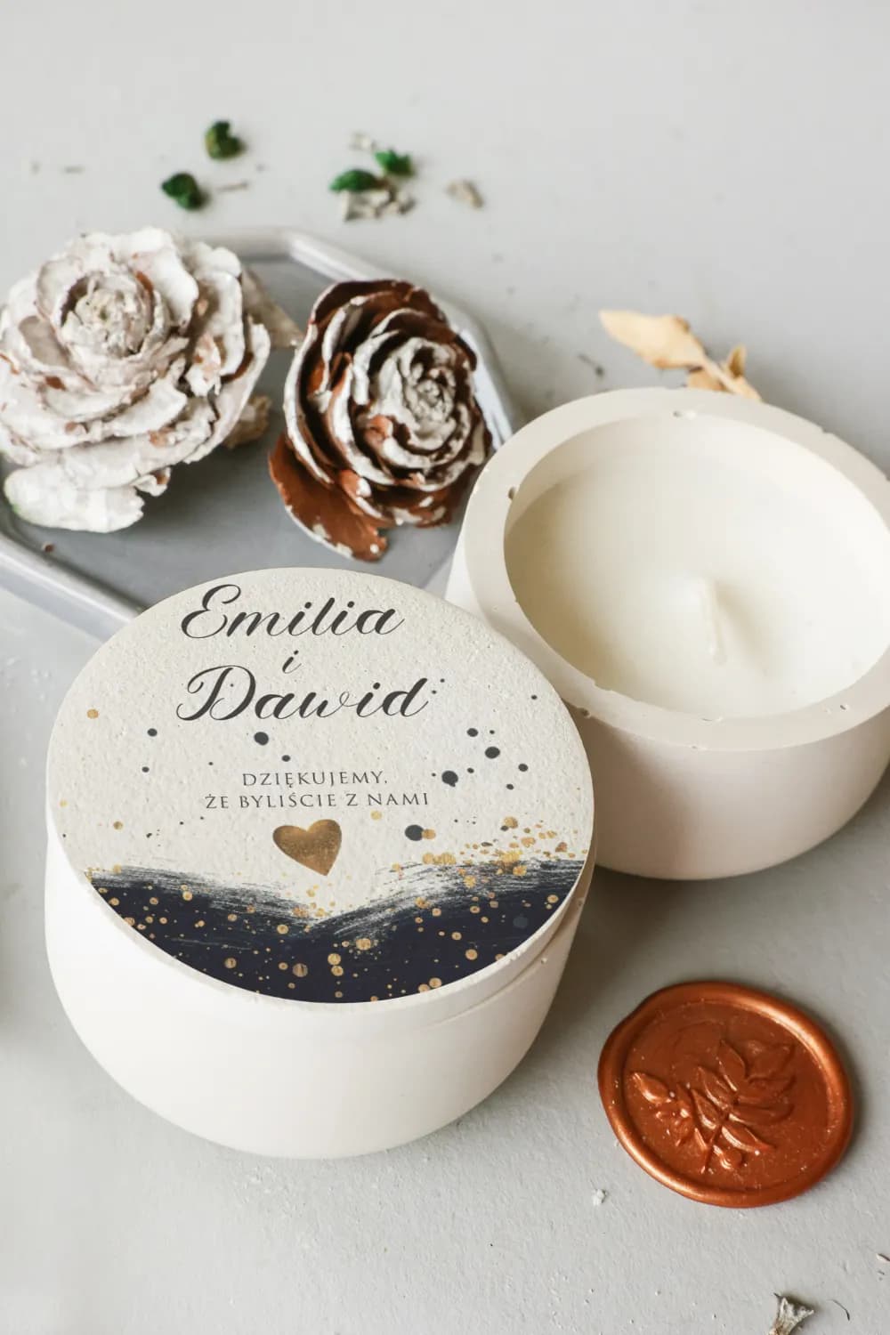 Świeczka Sojowa w Gipsie Cejla nr 12 – Glamour Podziękowanie dla Gości