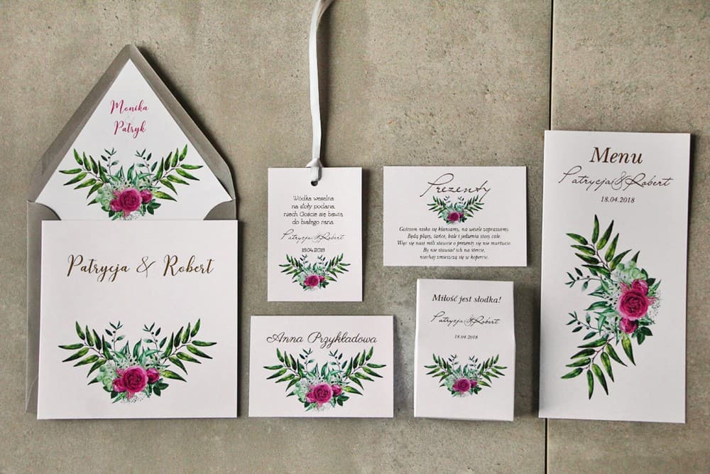 Zestaw Próbek Papeterii Ślubnej: Zaproszenie, Winietka, Menu | Zamów Próbki Zaproszeń Ślubnych z Bonem | Cykade nr 4
