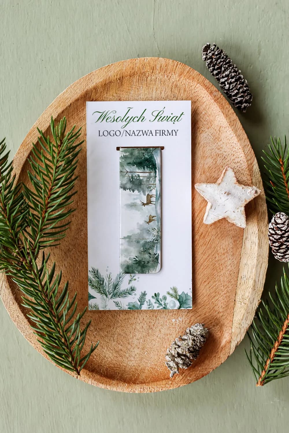 Personalizowana zakładka do książki z motywem leśnym | Eleganckie upominki dla klientów na święta | ZKS21