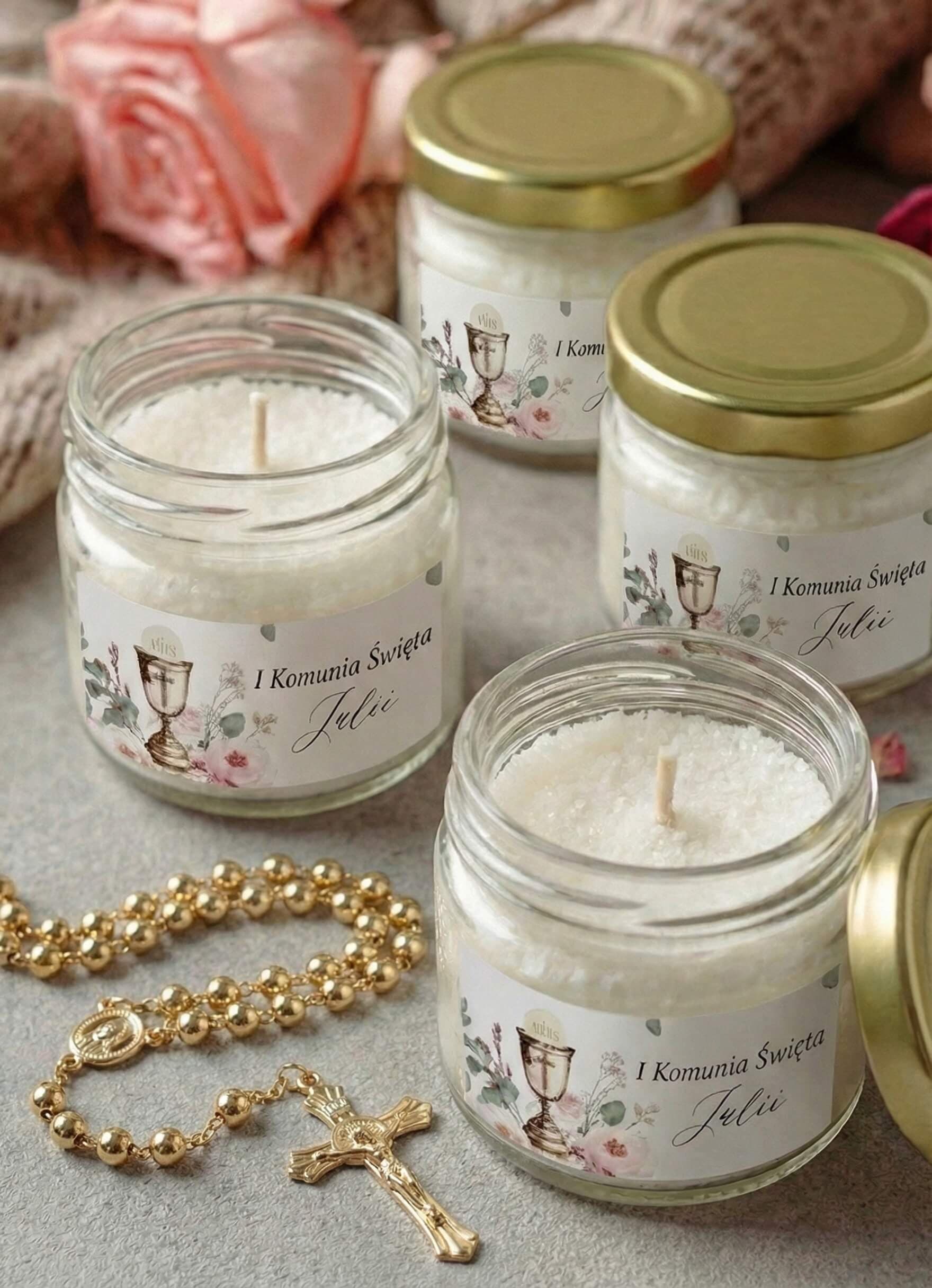 Świeczka Sojowa Matylda nr 12 – Religijna Pamiątka i Podziękowanie Komunijne