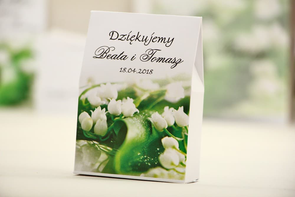Eleganckie Pudełeczka z Konwaliami | Podziękowania dla Gości Weselnych na Słodkości | Elegant nr 3