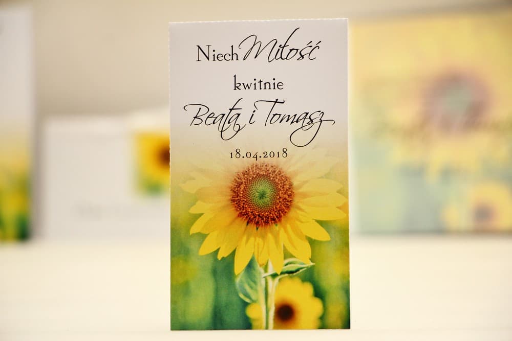 Nasionka Niezapominajki dla Gości z Motywem Słonecznika | Oryginalne Podziękowania Weselne, Personalizowane | Elegant nr 8
