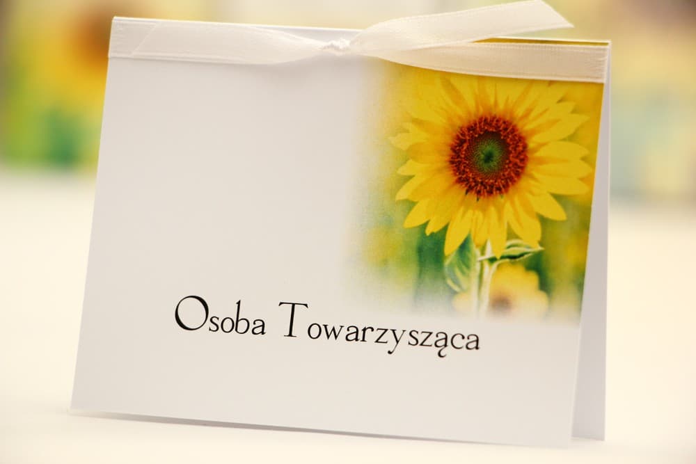 Winietki Ślubne Elegant nr 8 – Rustykalne Wizytówki z Motywem Słoneczników