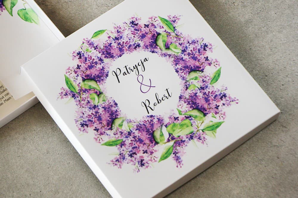 Zaproszenia Ślubne w Pudełku Pistacjowe nr 2 – Fioletowy Bez - 2