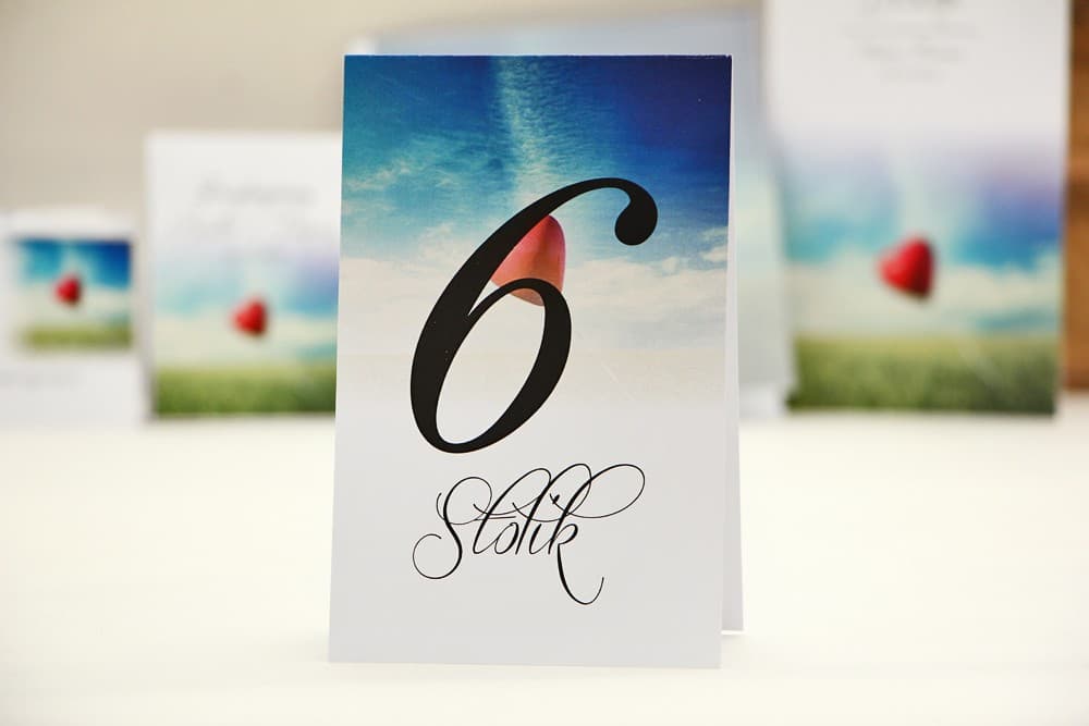 Stojące Numery na Stół z Motywem Krajobrazu i Balonu, Składane | Numery Stołów Weselnych, Numeracja Stołów | Elegant nr 19