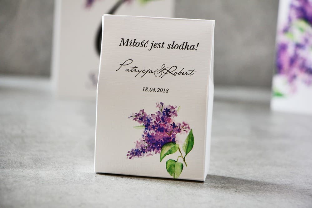 Pudełeczko ze słodyczami dla gości, kwiatowy wzór | Pistacjowe podziękowania weselne | Pistacjowe nr 2