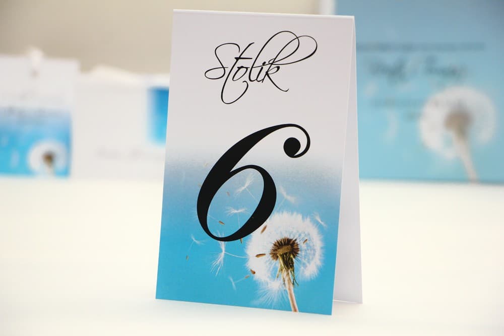 Stojące numery na stół z motywem dmuchawca, Delikatne Oznaczenia Stołów | Numerki na Stół Weselny, Numeracja Stołów | Elegant 20