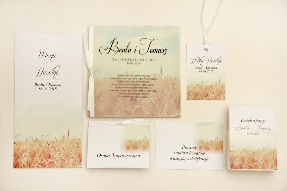 Zaproszenia ślubne w stylu boho z kalką i kłosami pszenicy – Elegant nr 25 - 3