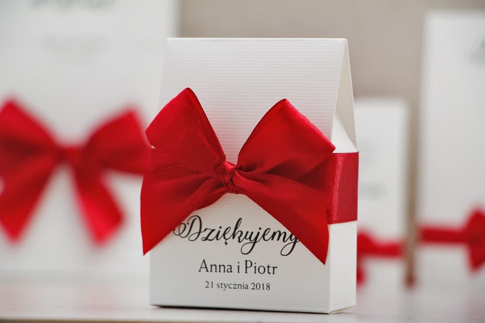 Eleganckie pudełeczka z kokardką na słodycze | Podziękowania dla gości weselnych | Belisa nr 2
