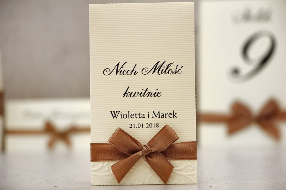 Nasiona Niezapominajki w Tłoczonej Torebce z Kokardką | Oryginalne Podziękowania dla Gości Weselnych | Belisa nr 1