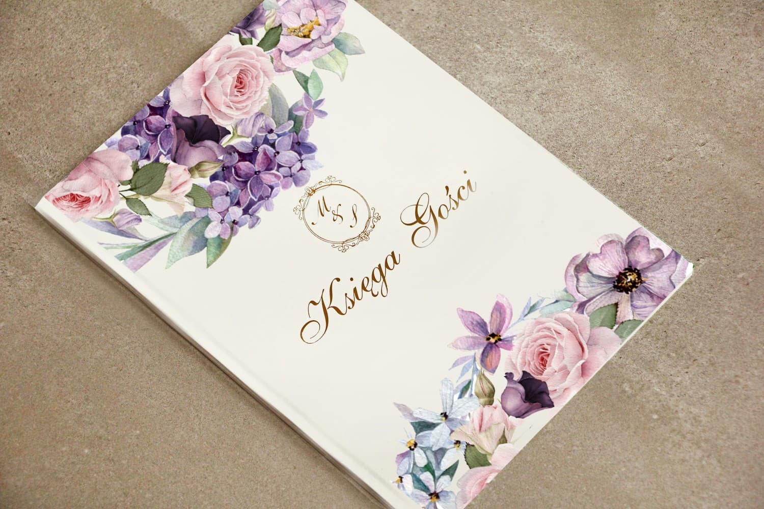 Księga Gości Botaniczna Złocone Napisy | Personalizowana Księga Gości Weselnych A4 | Sorento Nr 2
