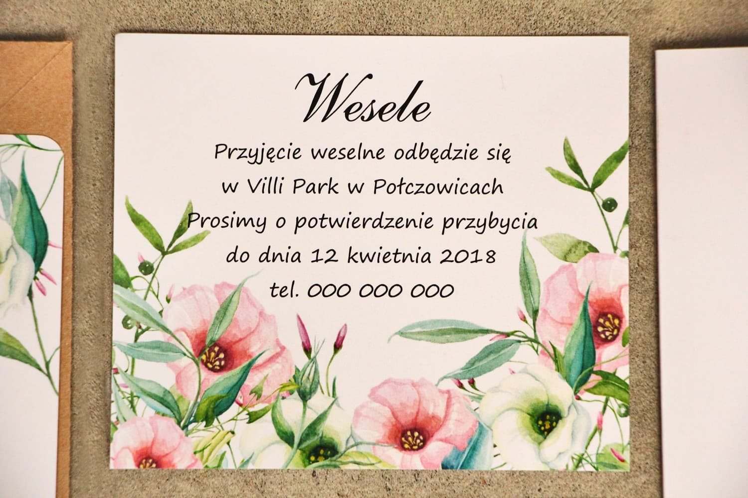 Bilecik z prośbą o pieniądze, wino | Wkładka do zaproszeń ślubnych z eustomą | Sorento nr 8