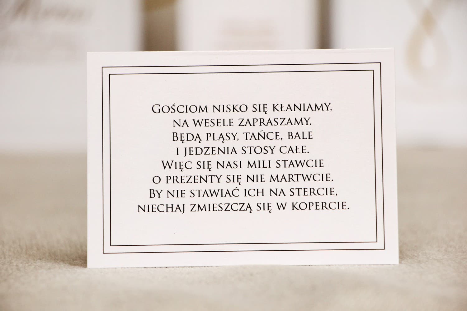 Elegancki Bilecik do Zaproszeń Czarno-Biały | Wkładka Informacyjna Ślubna | Sonata nr 9