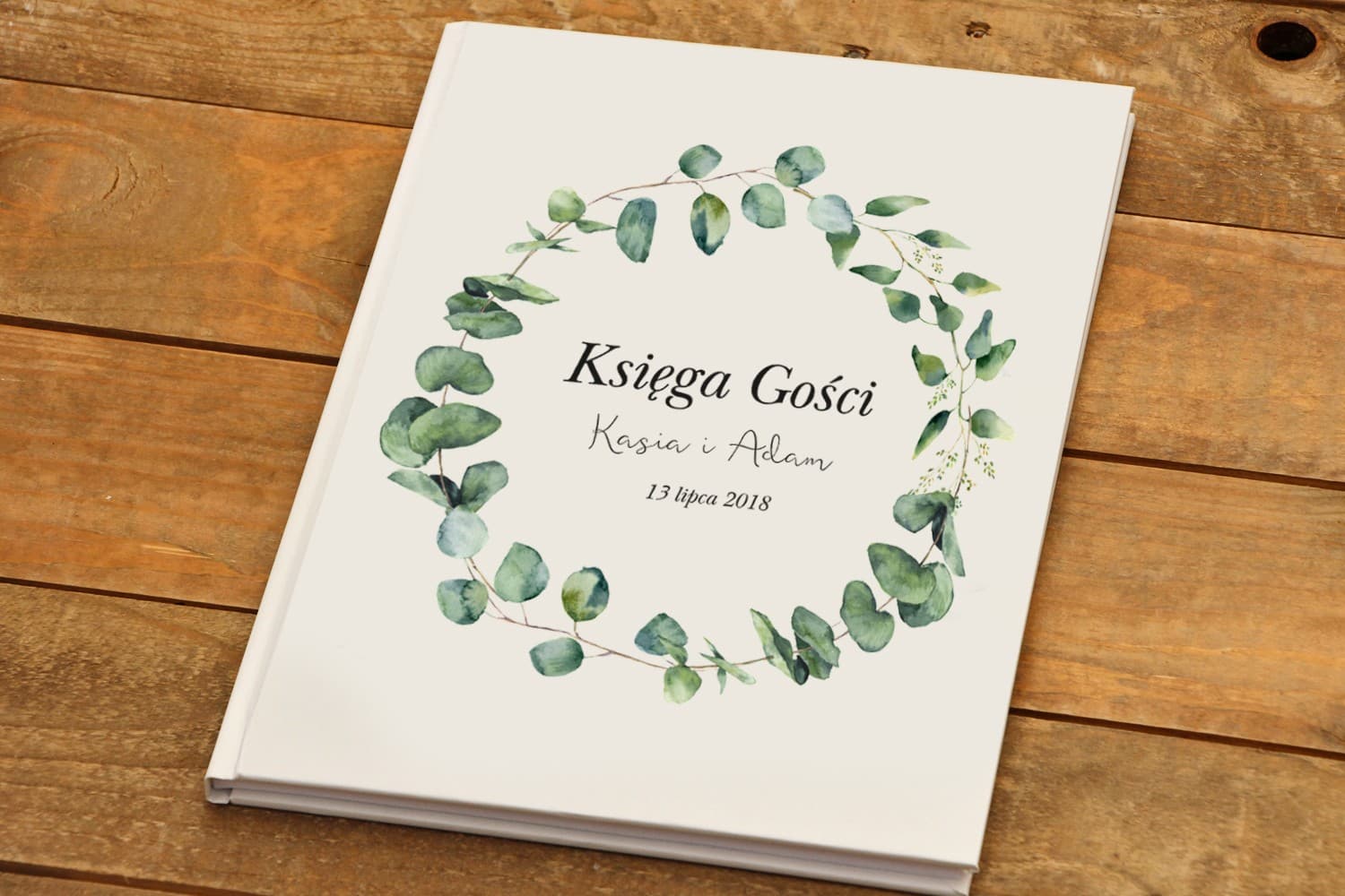 Personalizowana Księga Gości Greenery z Eukaliptusem | Księga Gości Weselnych A4 | Kalia nr 2