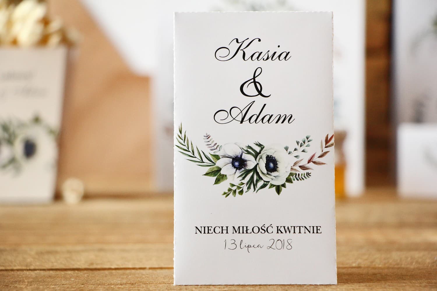 Nasionka Niezapominajki w Torebce z Anemonami | Podziękowania dla Gości Weselnych, Upominki | Kalia nr 3