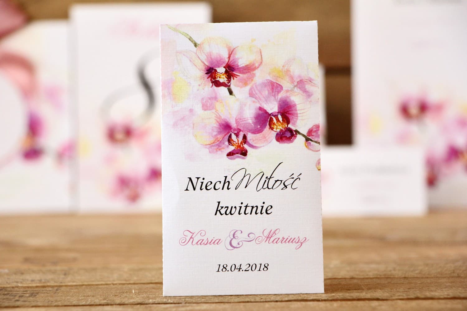 Nasiona Niezapominajki Podziękowania dla Gości Weselnych, Komunijnych z Orchideą | Malowane Kwiaty nr 2