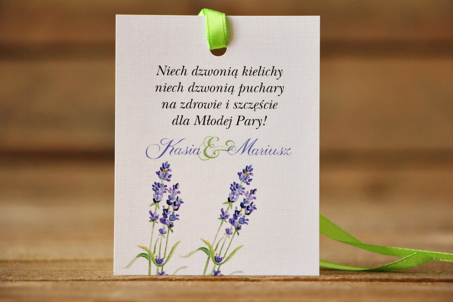 Zawieszki na Wódkę Weselną Lawenda | Personalizowane Przywieszki na Alkohol Akwarela | Malowane Kwiaty nr 8