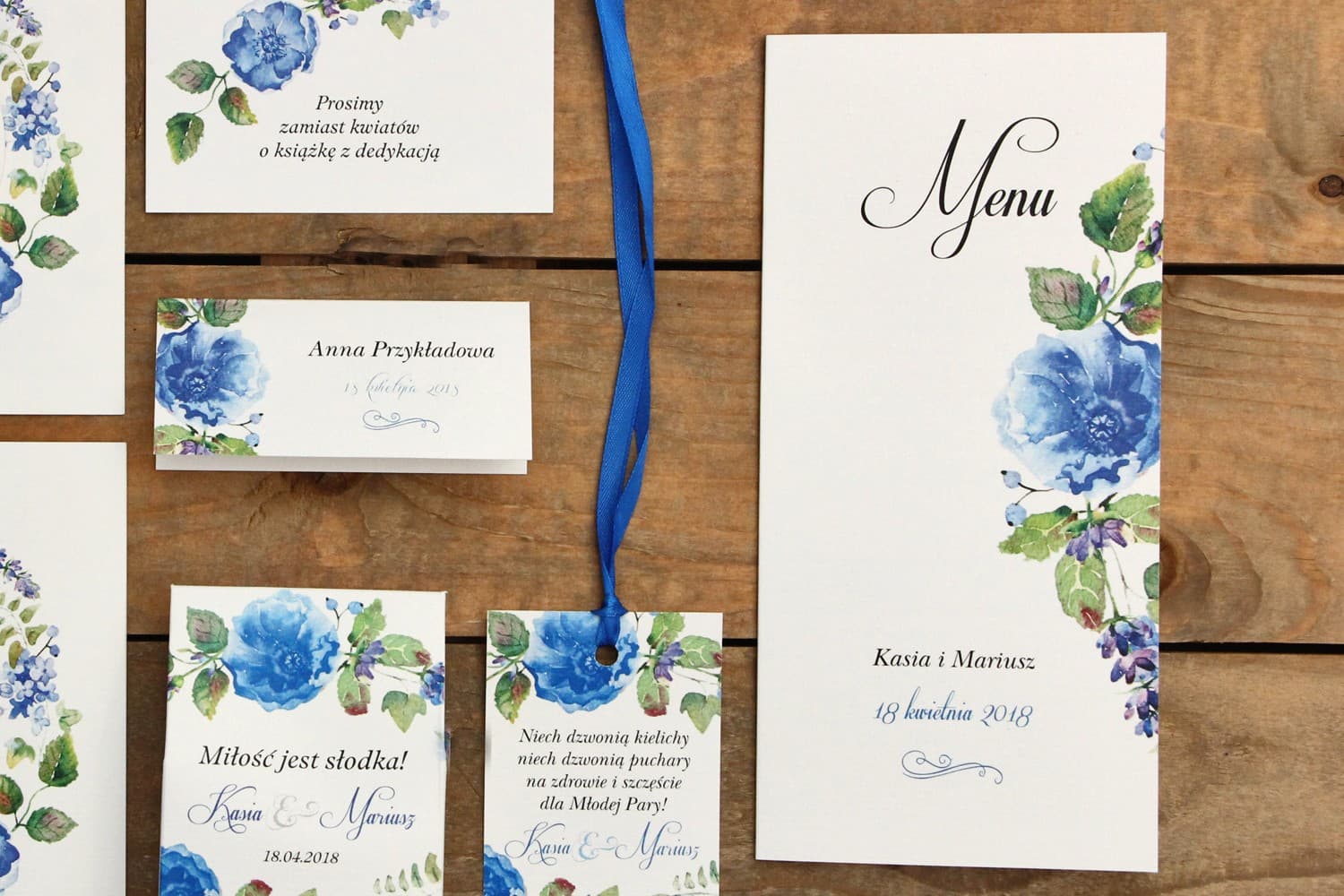 Menu Weselne Chabrowe Polne Kwiaty, Karta Menu na Stół | Rustykalne Dodatki Ślubne | Malowane Kwiaty nr 13