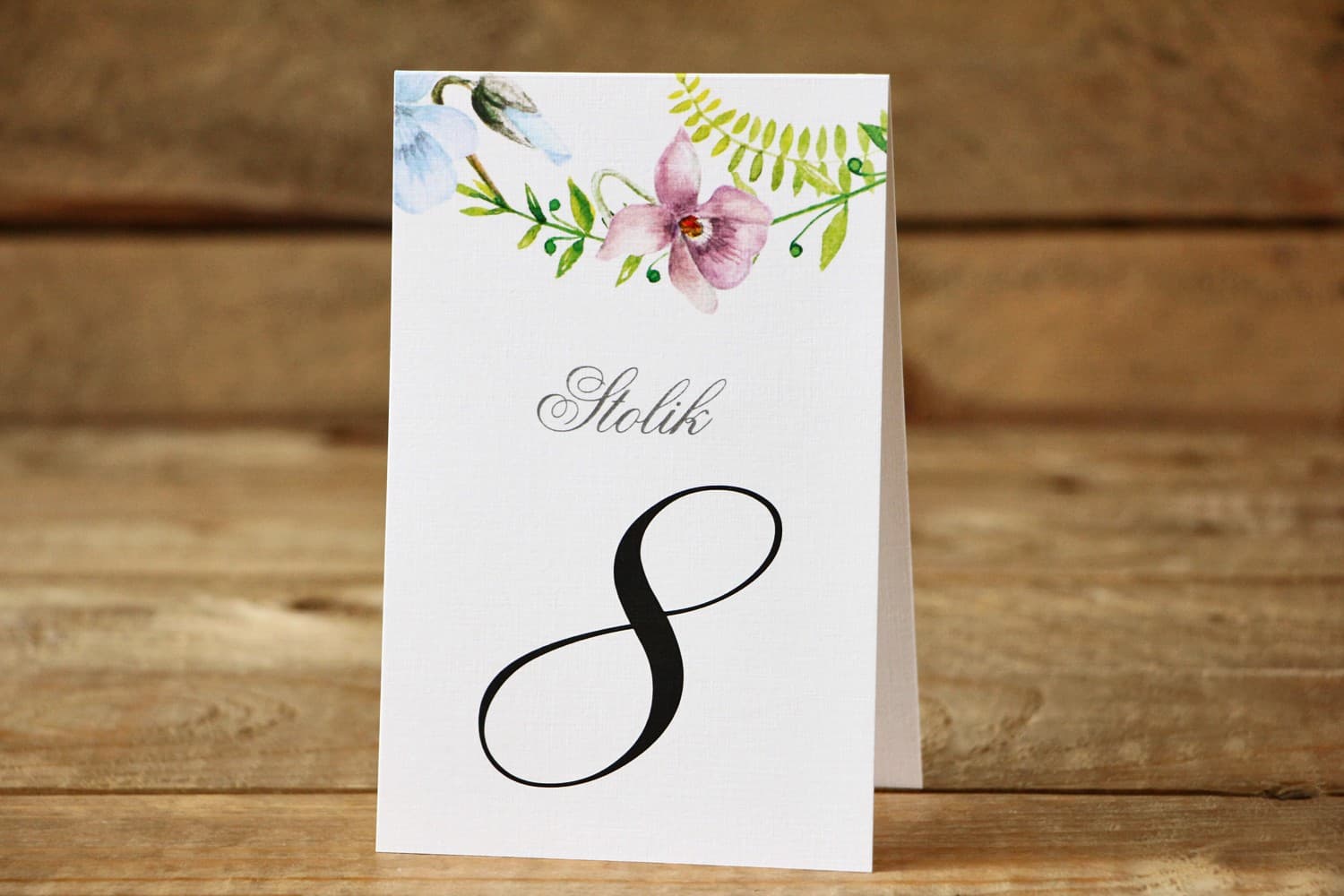 Pastelowe Numerki na Stół Stojące Kwiaty Polne | Numeracja Stołów Weselnych | Malowane Kwiaty nr 26