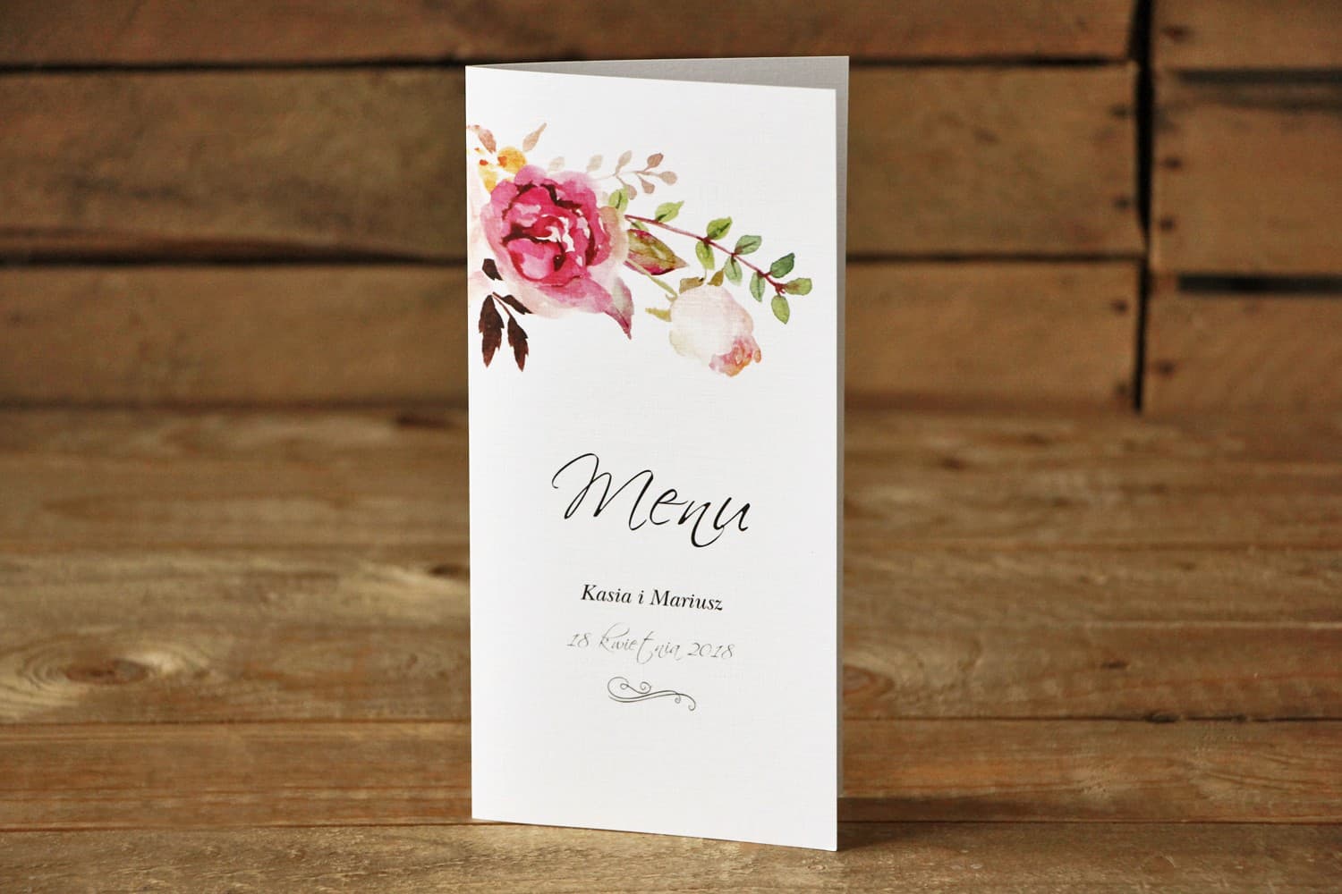Menu Weselne z Piwoniami, Karta Menu na Stół | Pastelowe Kwiaty | Malowane Kwiaty nr 28