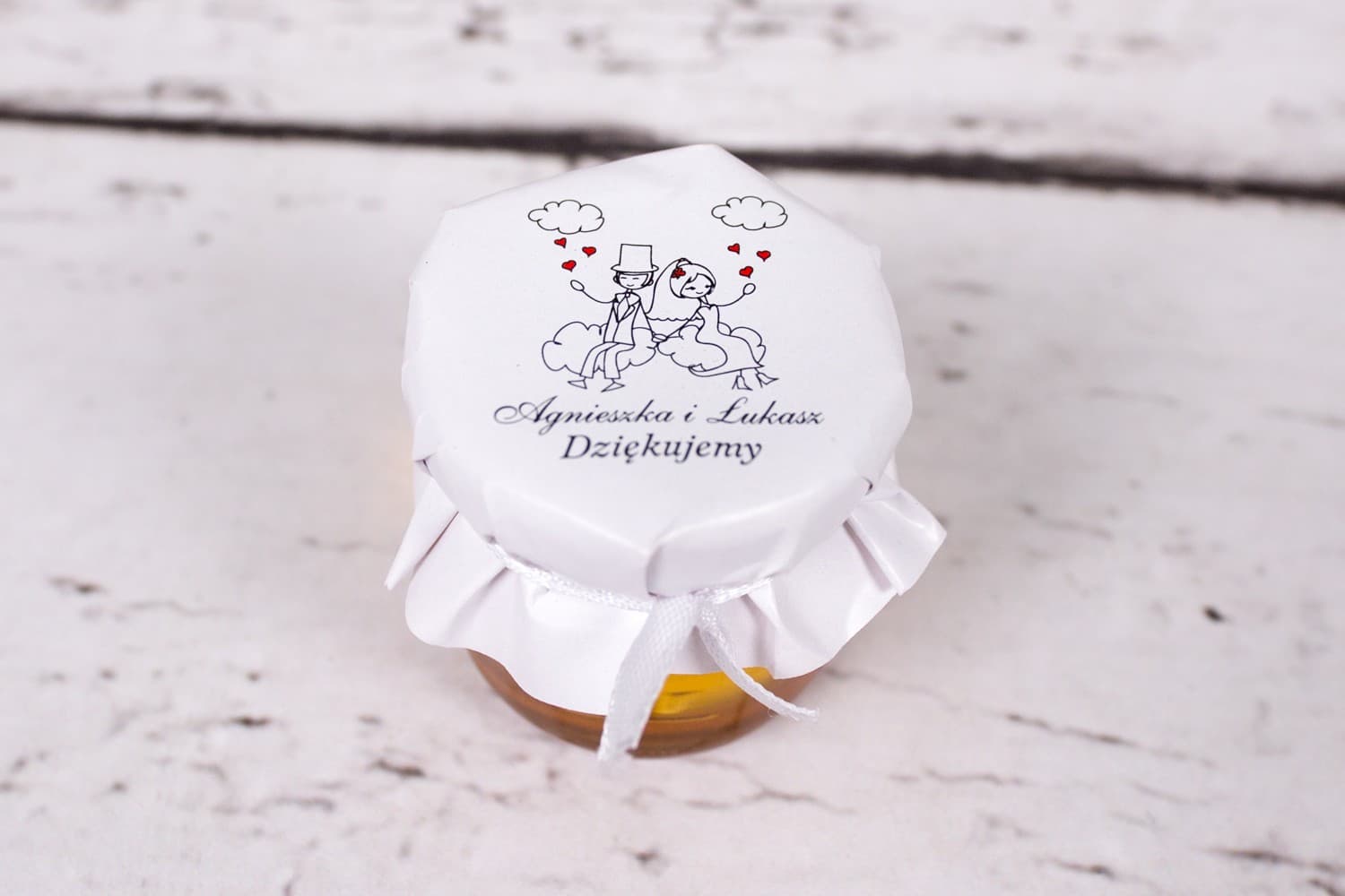 Polski Miód w Słoiczku Bueno nr 3 – Słodkie Podziękowanie z Zakochaną Parą
