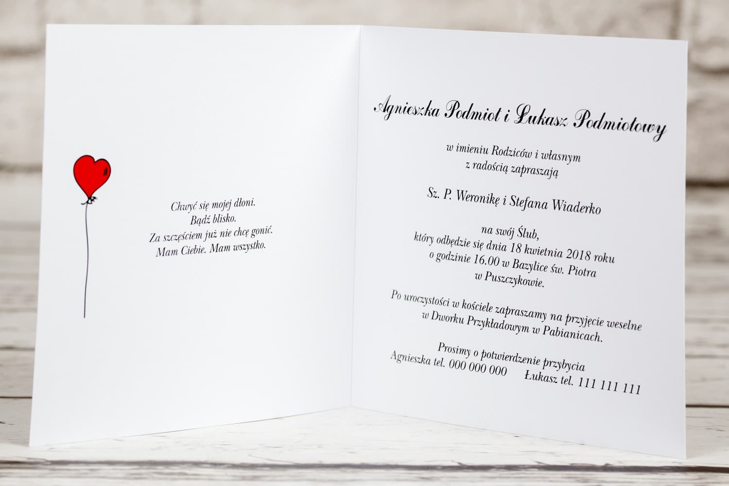 Zaproszenia ślubne z humorem i wesołym rysunkiem pary młodej Bueno nr 9 - 2