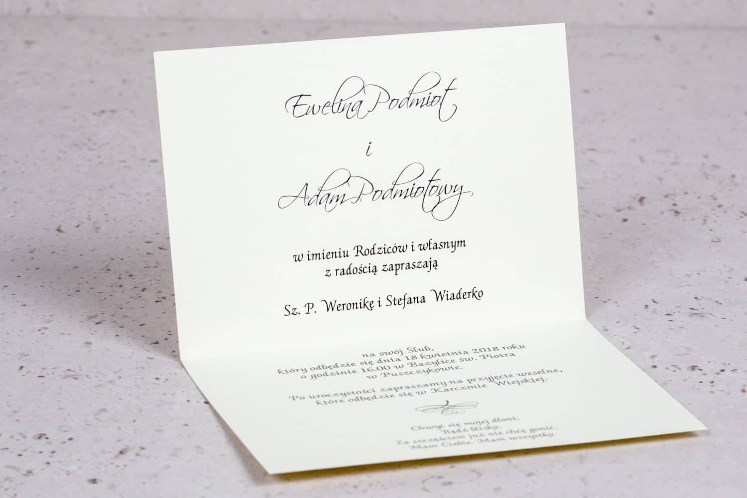 Zaproszenia ślubne w stylu klasycznym z obrączkami na papierze lnianym Arte nr 2 - 2