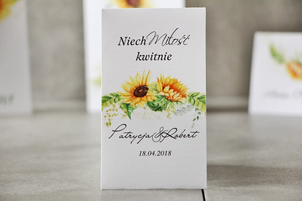 Nasiona Niezapominajki z grafiką słonecznika, Eko upominki | Podziękowania dla Gości Weselnych | Pistacjowe nr 13