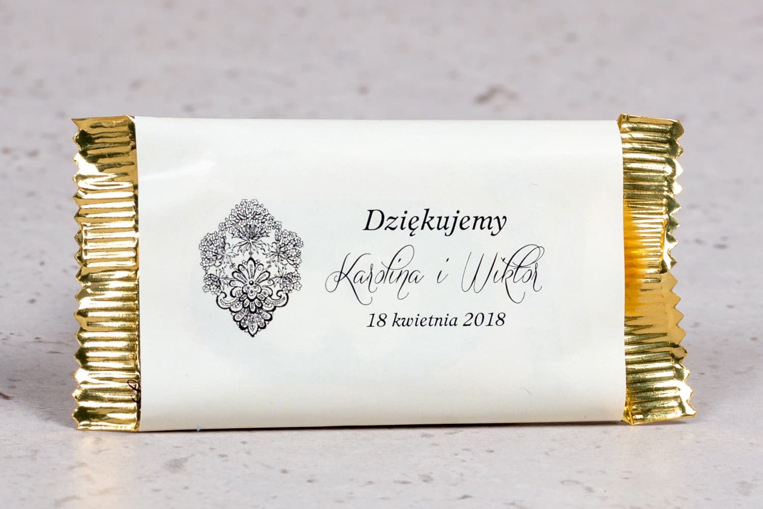 Czekoladki Ślubne z Ornamentem | Eleganckie Podziękowania dla Gości, Personalizowane | Moreno nr 6