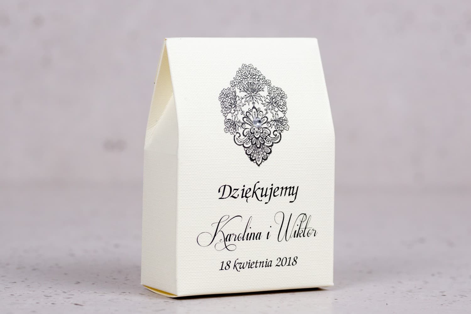 Eleganckie pudełeczko z cyrkonią | Podziękowania dla gości weselnych glamour | Moreno nr 3