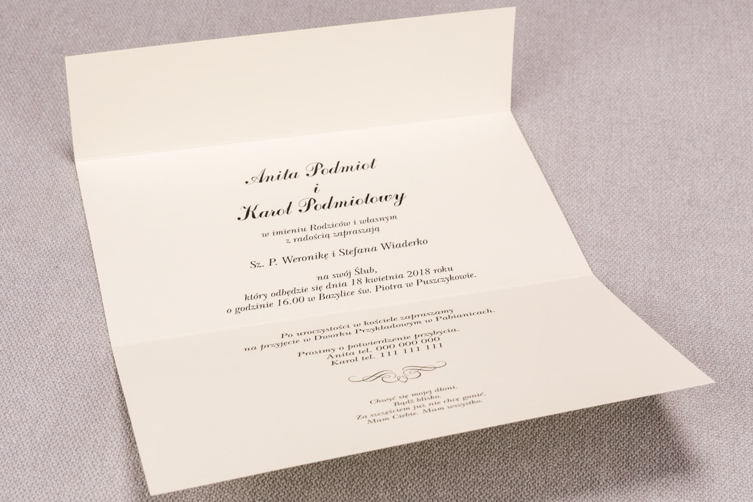 Zaproszenia ślubne w kolorze butelkowej zieleni z kokardką – Madras nr 3 - 2