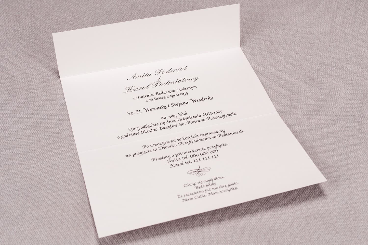 Zaproszenia ślubne wiązane różową satynową kokardką w stylu romantycznym – Madras nr 4 - 2