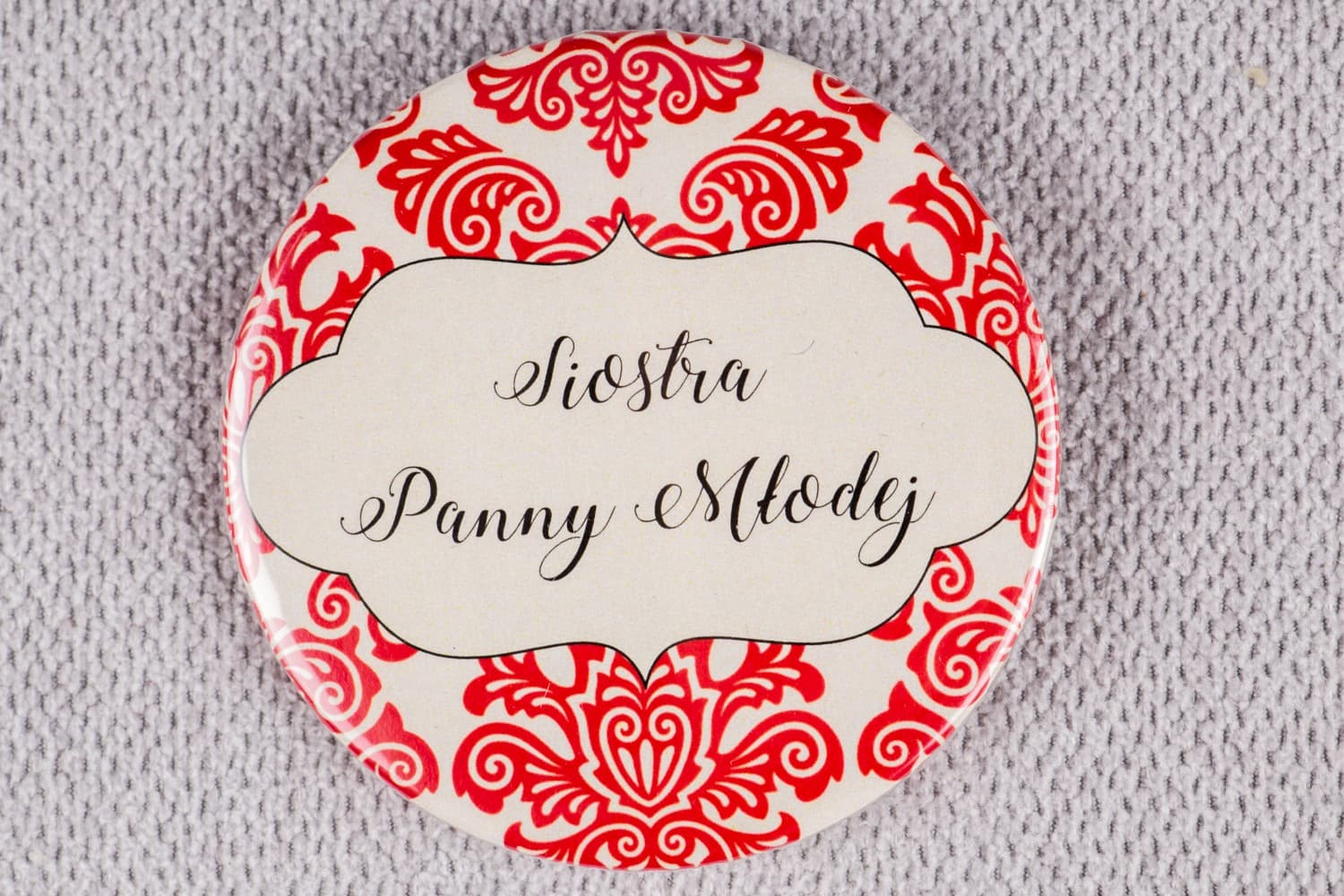 Winietki Ślubne Madras nr 5 – Kotyliony dla Gości z Czerwonym Ornamentem