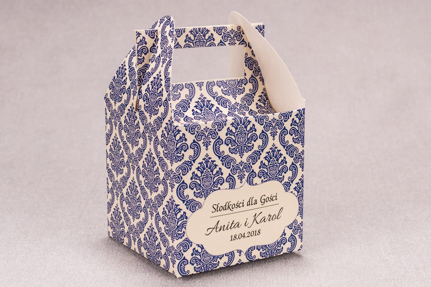 Pudełko na Ciasto Weselne z Personalizacją | Eleganckie Opakowania dla Gości | Madras nr 2