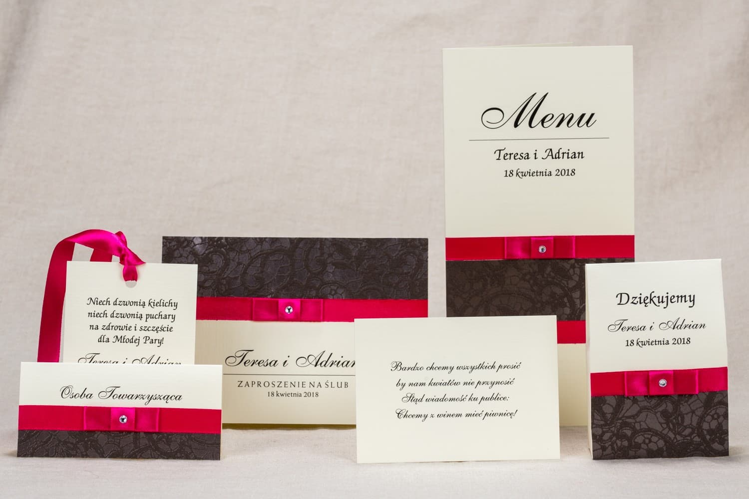 Próbki Zaproszeń Ślubnych z Koronką, Zestaw Testowy | Klasyczne Zaproszenia Ślubne Próbki | Klaris nr 2