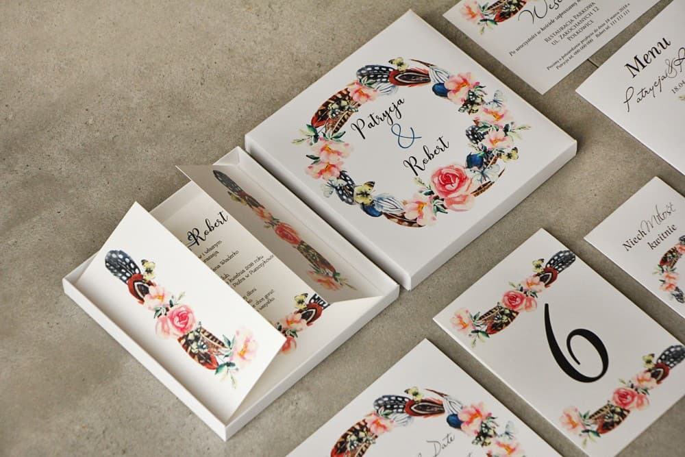 Zaproszenia Ślubne w Pudełku Pistacjowe nr 16 – Boho i Motyle